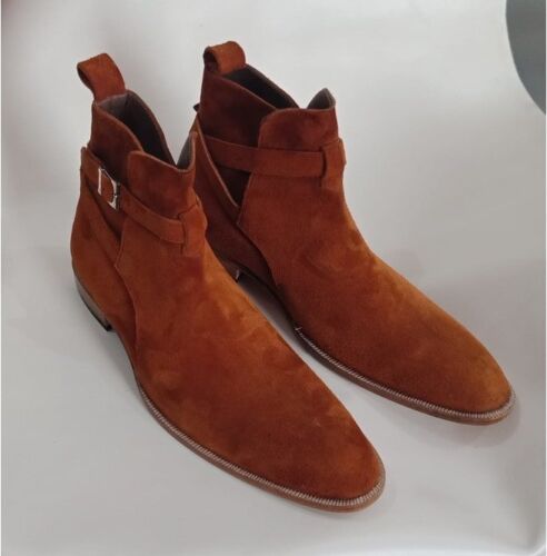 Men Tan Brown Suede Jodhpurs Boots, Fashion Style Ankle High Boots