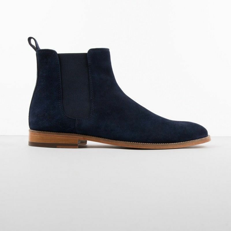 Mens Leather Boots Chelsea Boots Navy Suede Boots Custom Made Jodhpur Boots