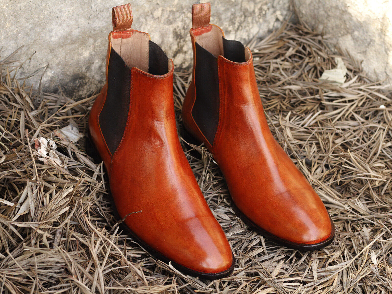 Handmade Men's Tan Leather Chelsea Dress Ankle Boots, Men Designer Fashion Boot