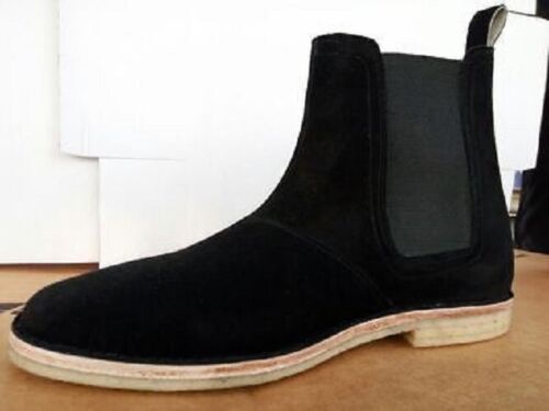 Handmade black suede boots, chelsea crepe sole boot for mens, men leather boots