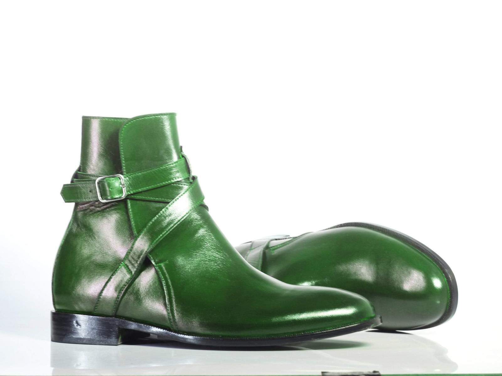 Handmade Men's Green Leather Jodhpur Boots, Men Ankle Boots, Men Designer Boots