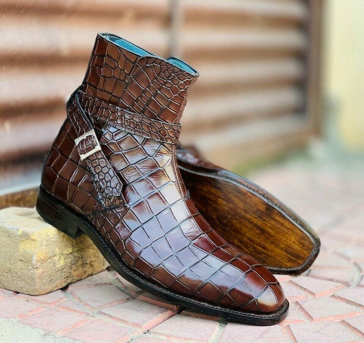 Handmade Mens Brown Textured Leather Jodhpur Boots, Men Fashion boots