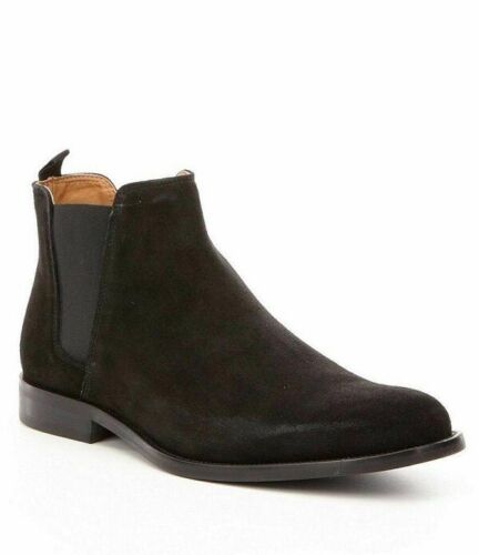 Handmade Chelsea Boot Black Color Side Elastic Slip On Suede Leather Boot