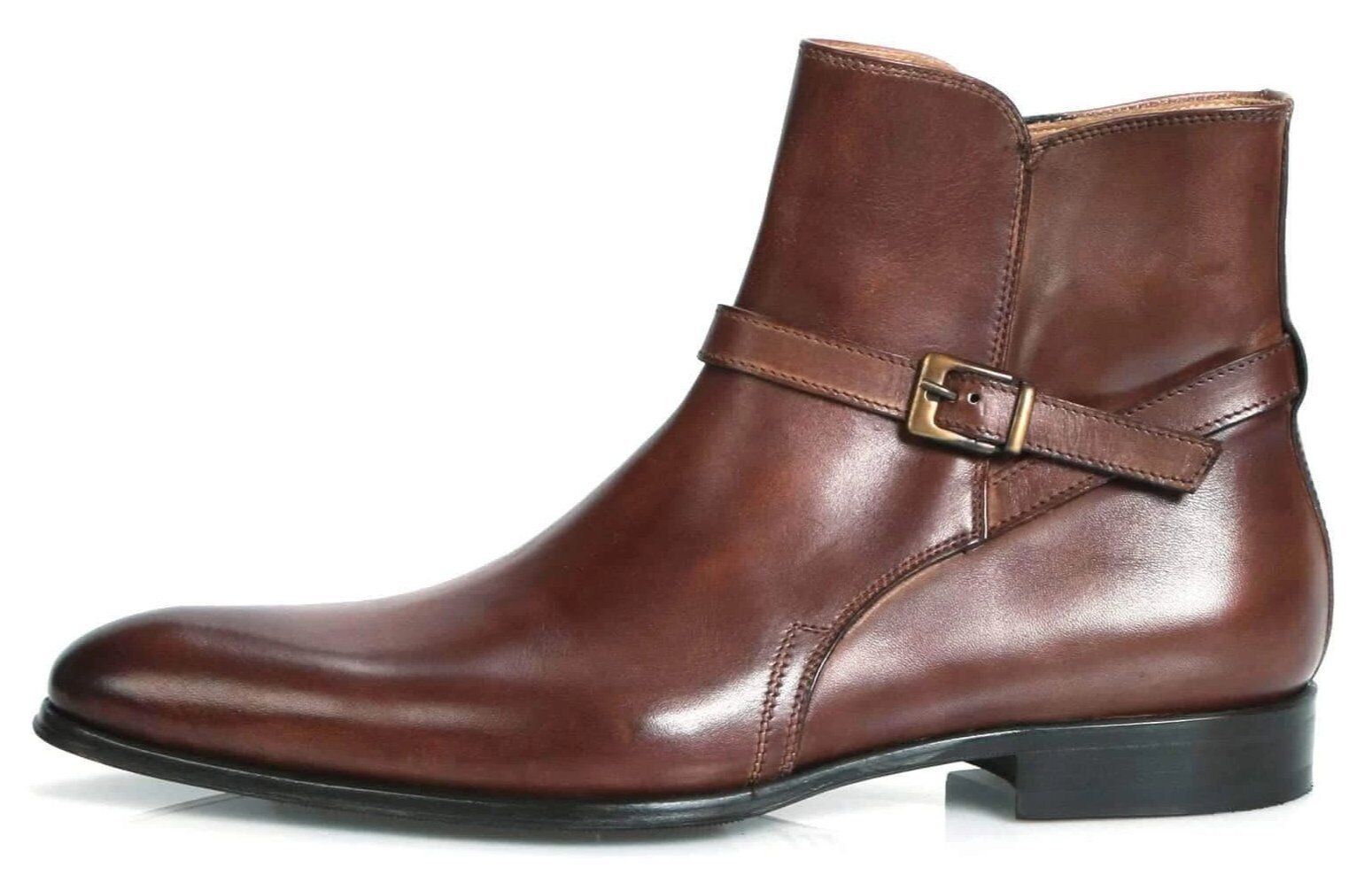 Men's Handmade Jodhpur Leather Boots/Shoes wid Single Strap & Side Zip All Size