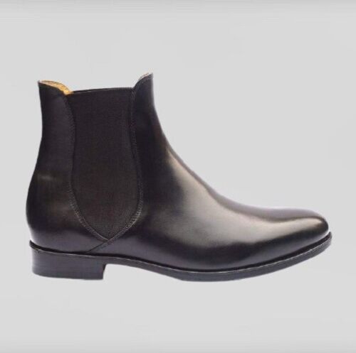 Men Handmade Black Leather Chelsea Boots, Leather Ankle Biker Boots