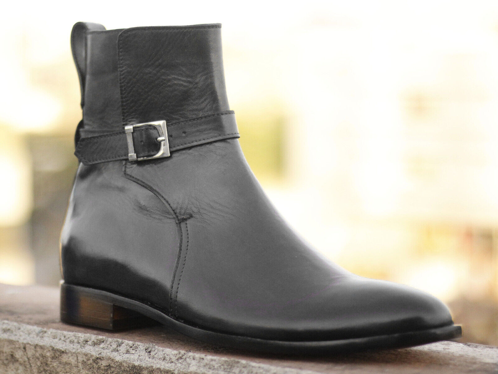 Handmade Men's Black Leather Jodhpur Ankle Boots, Men Designer Fashion Boot