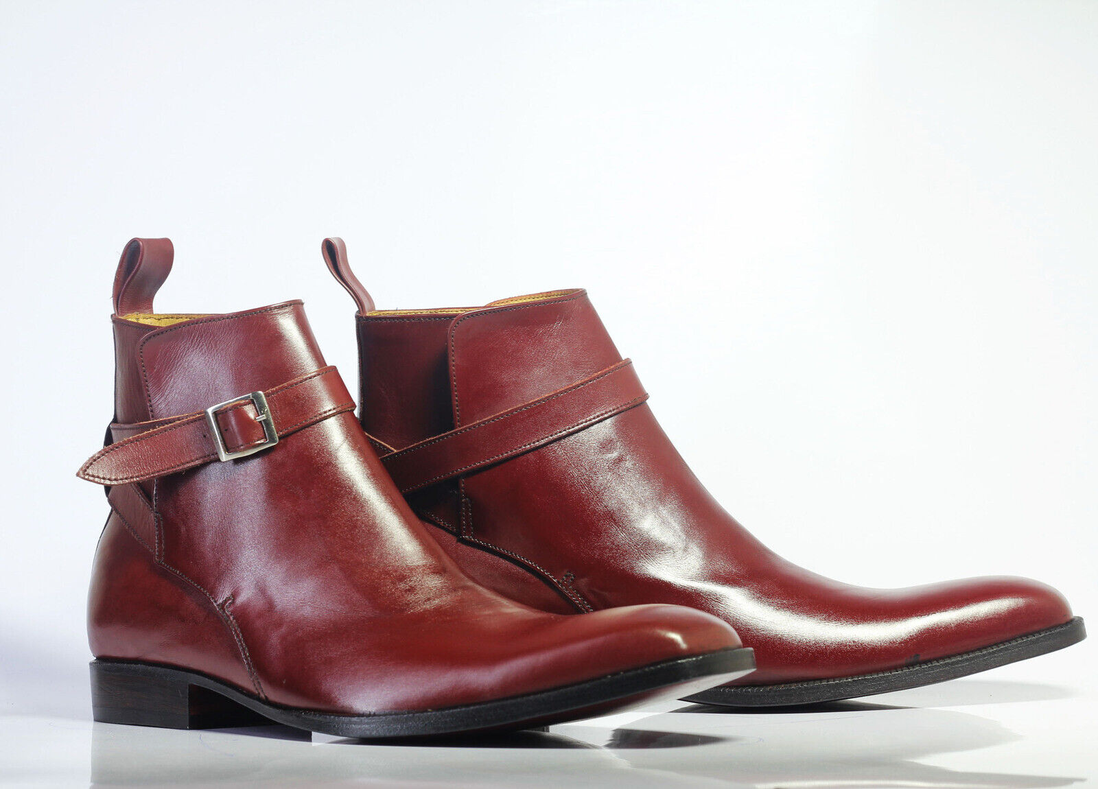 Handmade Men's Burgundy Leather Jodhpurs Ankle Boots, Men Designer Fashion Boot