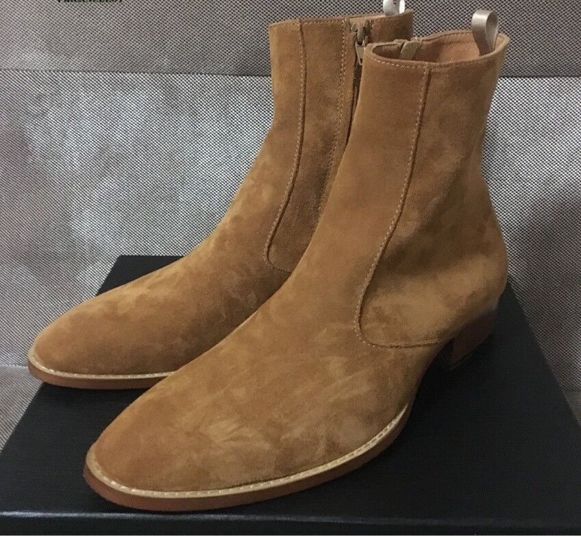 Handmade Men Tan color Suede ankle boots Men side zipper boots, Men Zipper boot