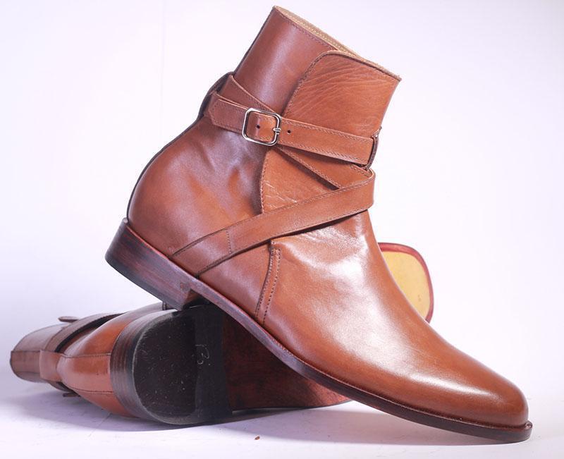 Handmade Men's Brown Leather Jodhpur Ankle Boots, Men Fashion Designer Boot