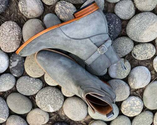 Handmade Men's Gray Suede Jodhpur Boots, Men Fashion Dress Ankle Boots