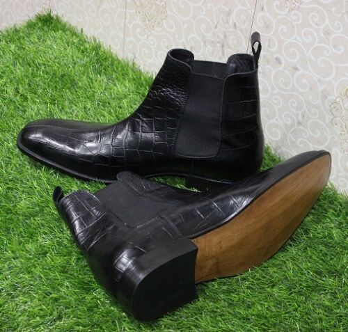 Handmade Mens Black Chelsea boots