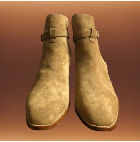 Handmade Mens Beige Suede Jodhpurs Boot, Men Casual Wear Ankle Boots