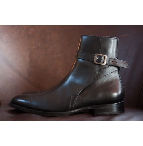 Handmade Men Brown Leather Jodhpurs, Brown Ankle Boots