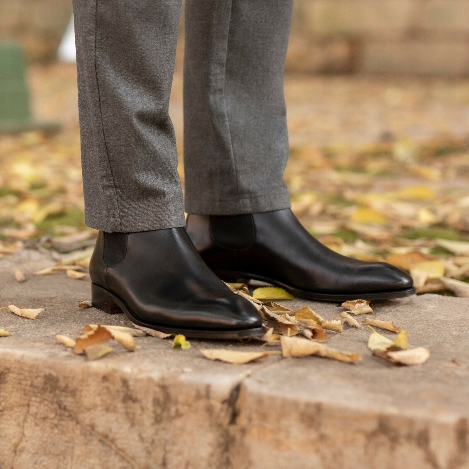 Handmade Men Black Leather Chelsea Boots, Ankle Boots, Office Boots