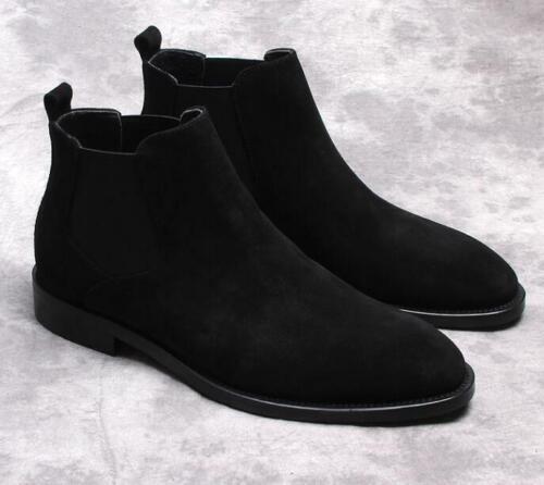 British Style Mens Real Leather Chelsea Ankle Boots Fur Inside Business Shoes