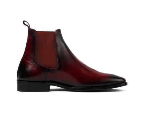 Men Reddish Leather Chelsea boots, Men Ankle boots, Men dress boots