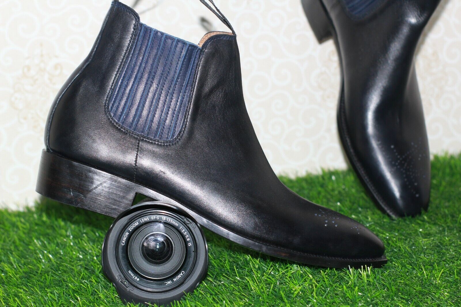 New Handmade Men's Black Leather Chelsea Boots Square Toe Dress Formal Shoes