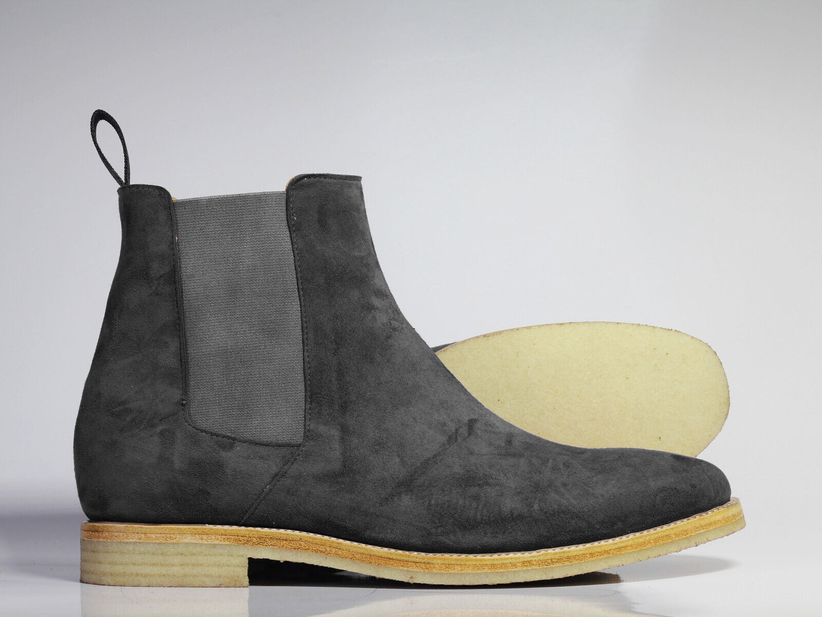 Handmade Men's Gray Suede Ankle High Chelsea boots, Men Designer Formal Boots