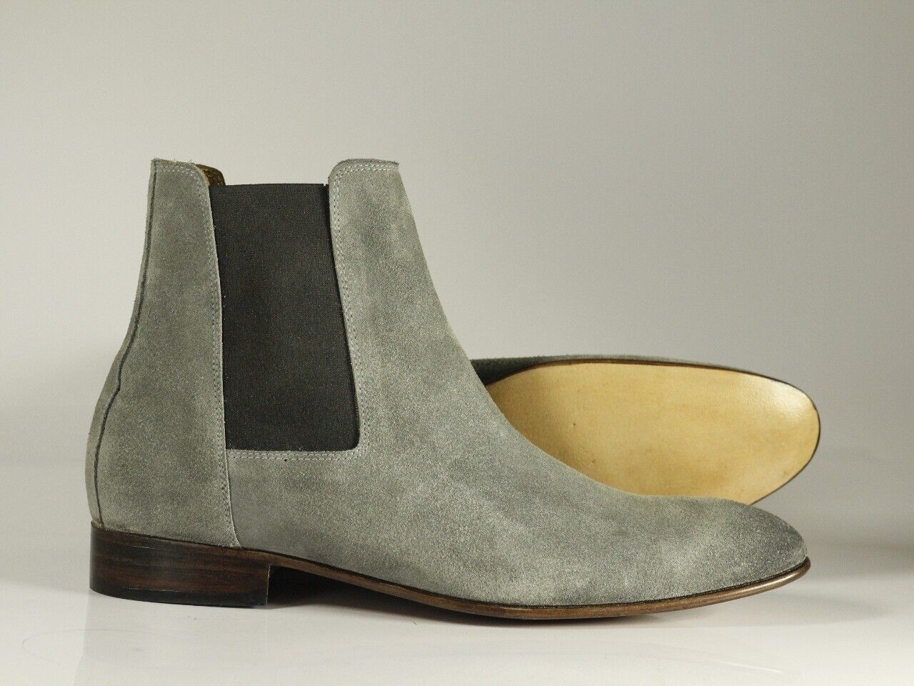 Handmade Men's Gray Suede Chelsea Boots, Men Ankle Boots, Men Designer Boots