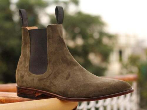 Handmade Men's Brown Suede Chelsea Designer Boots, Men Dress Fashion Ankle Boot