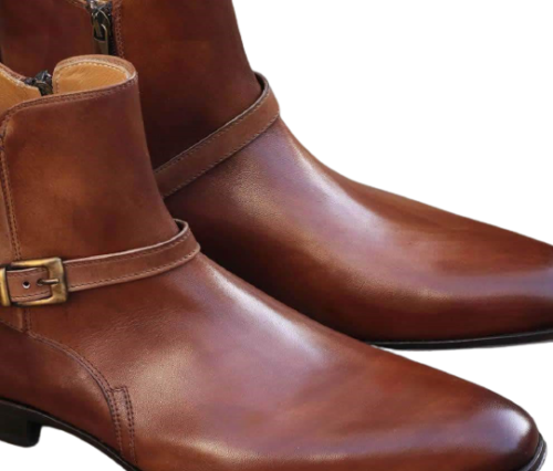 Men's Handmade Jodhpur Leather Boots/Shoes wid Single Strap & Side Zip All Size