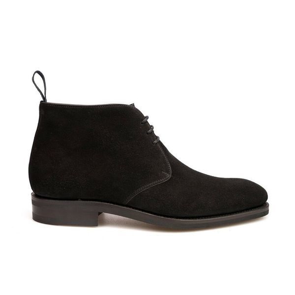 Men's Black Chukka High Ankle Suede Leather Lace Up Boots