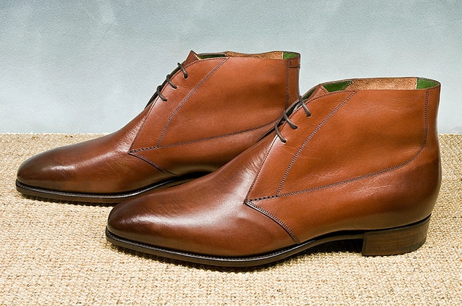 Handmade Brown Leather Formal Low Ankle Chukka Lace Up Business Boot