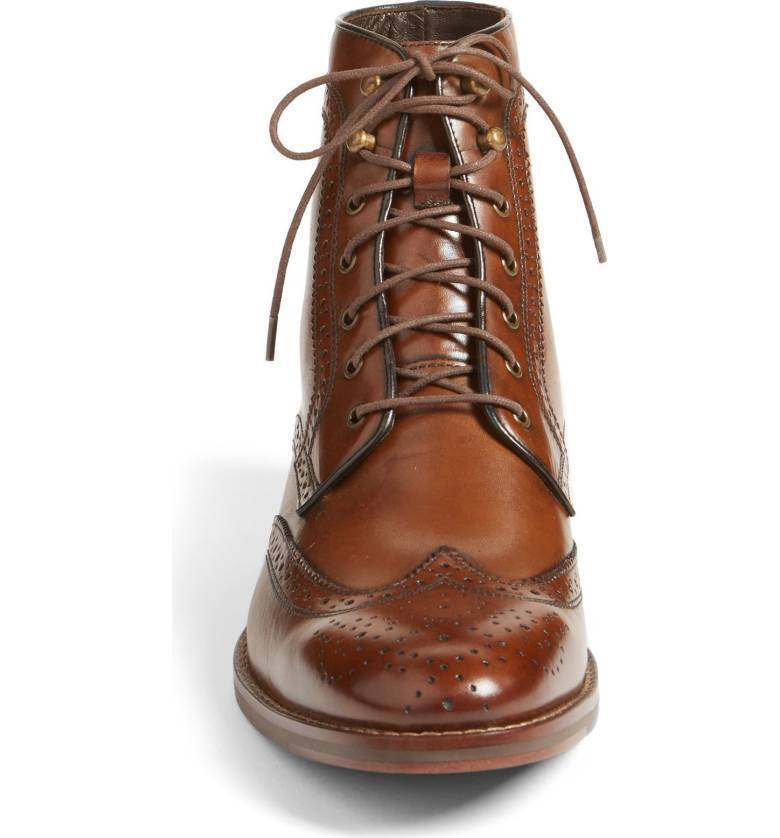 Handmade MENS Boots Brogue Wingtip Ankle Brown Leather Formal Dress Casual Shoes