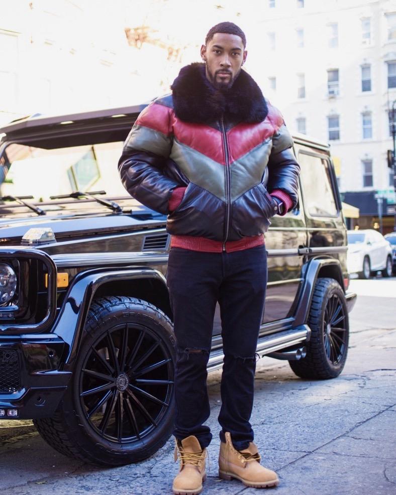 Stylish Men's V Bomber Jacket - Eye-Catching Red, Green, and Black Combo