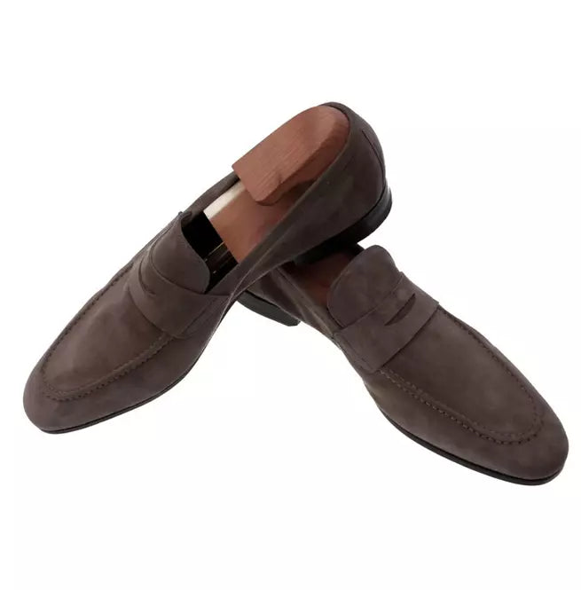 Handmade Brown Suede Moccasins Slip Ons Office Shoes For Men