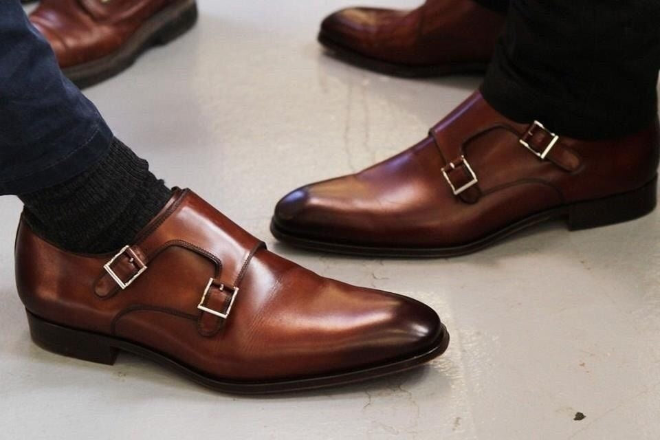 Handmade Men's Leather Fashion shoes, Men's Brown Double Monk Strap Shoes