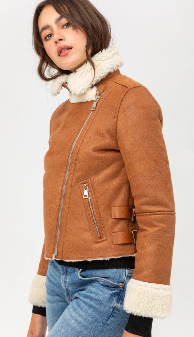 Classic Women's Brown Shearling B3 Bomber Aviator Jacket - Vintage Charm
