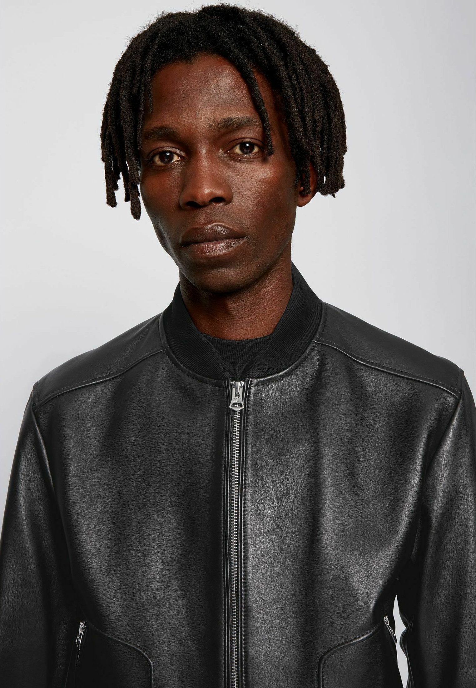 Stylish Black Leather Bomber Jacket for Men