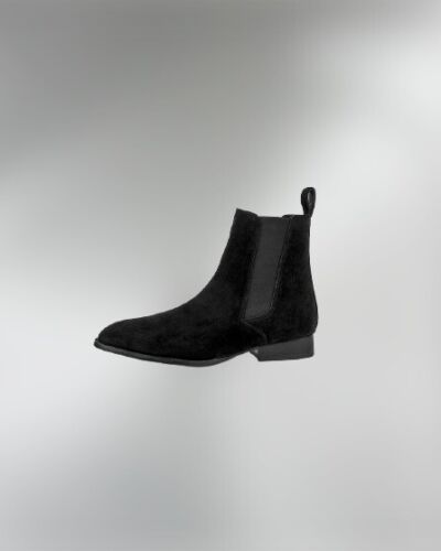 Handmade Black Suede Leather Chelsea Ankle Boots, Winter Suede Biker Boots