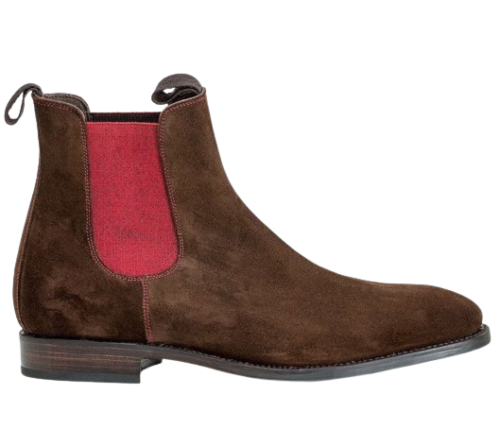 Handmade Men's Brown Color High Ankle Chelsea Suede Leather Fashion Dress Boots