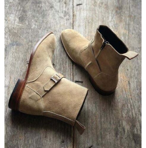 Handmade Men’s Monk Strap Jodhpur Ankle Dress Boots, Genuine Suede Boots
