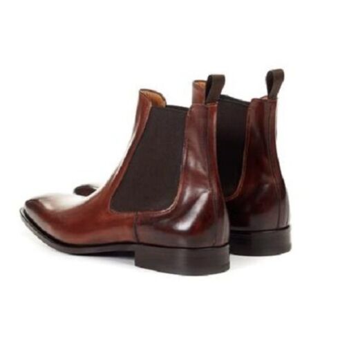 Men Burgundy Color Suede Chelsea Boots Classic Suede Casual Ankle Boots