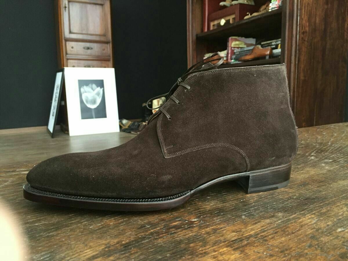 Men's Dark Brown Ankle Suede Leather Chukka Boots Men Dress Leather Chukka Boot