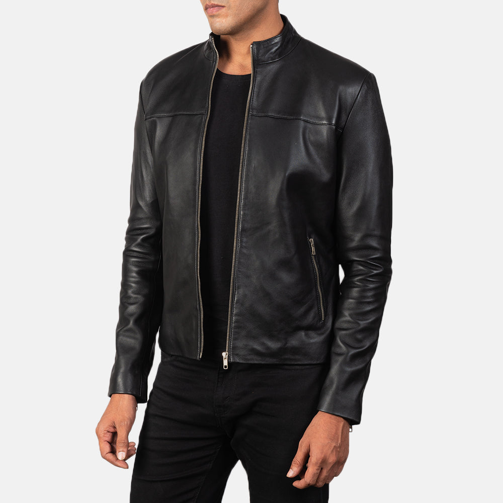Adornica Black Leather Biker Jacket - Kualited