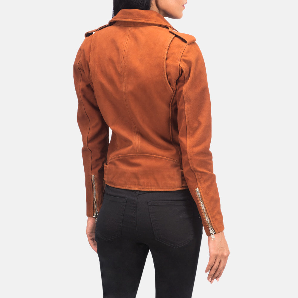 Alison Brown Suede Biker Jacket - Kualited