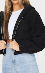 BLACK BORG HOODED ZIP THROUGH JACKET