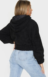 BLACK BORG HOODED ZIP THROUGH JACKET