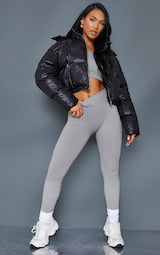 BLACK HOODED PANEL PUFFER JACKETS