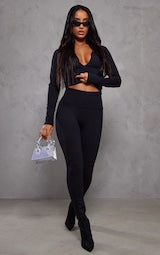 BLACK SCULPT LUXE LONG SLEEVE HOODED GYM JACKET