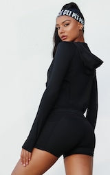 BLACK ZIP THROUGH HOODED GYM JACKET