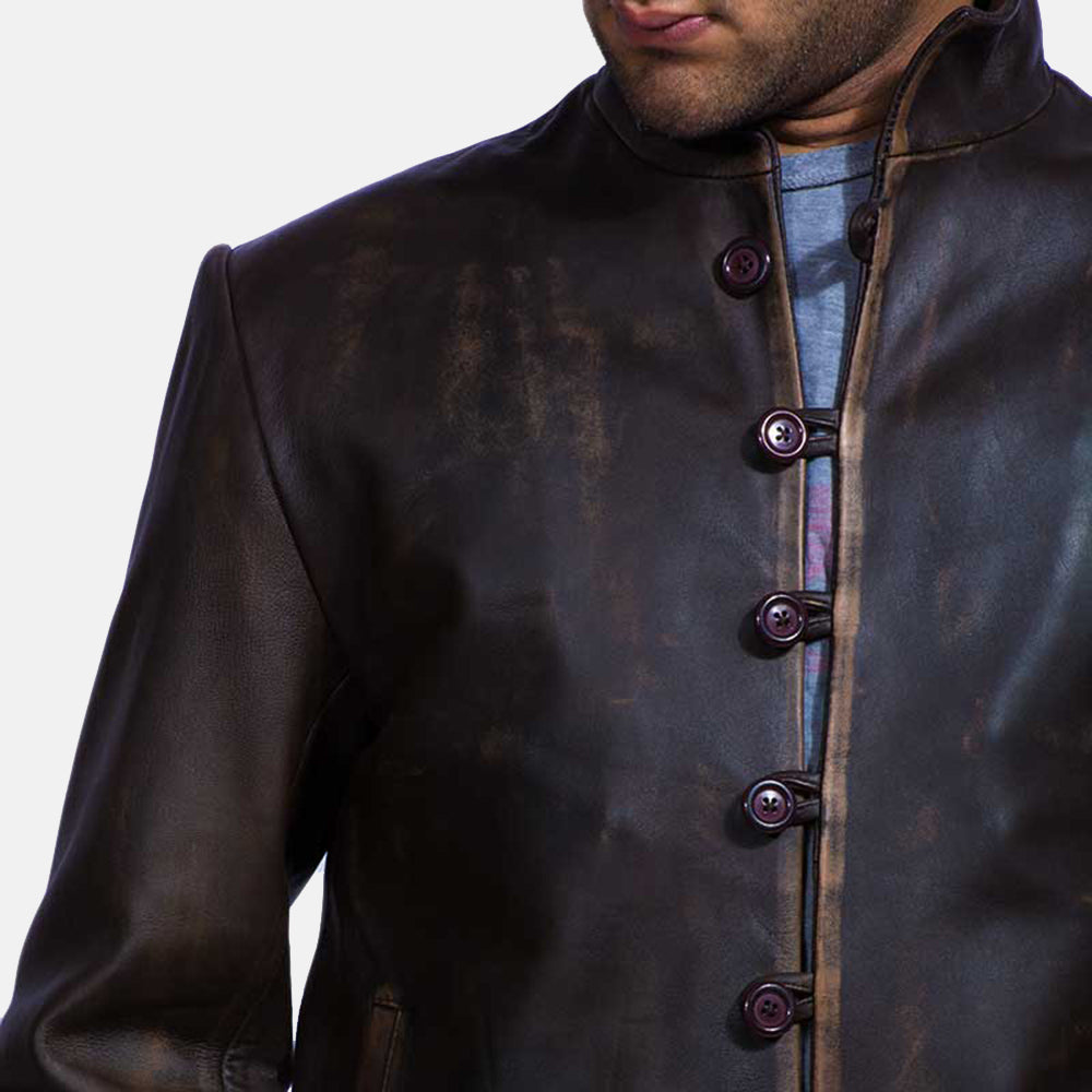 Drakeshire Brown Leather Jacket - Kualited