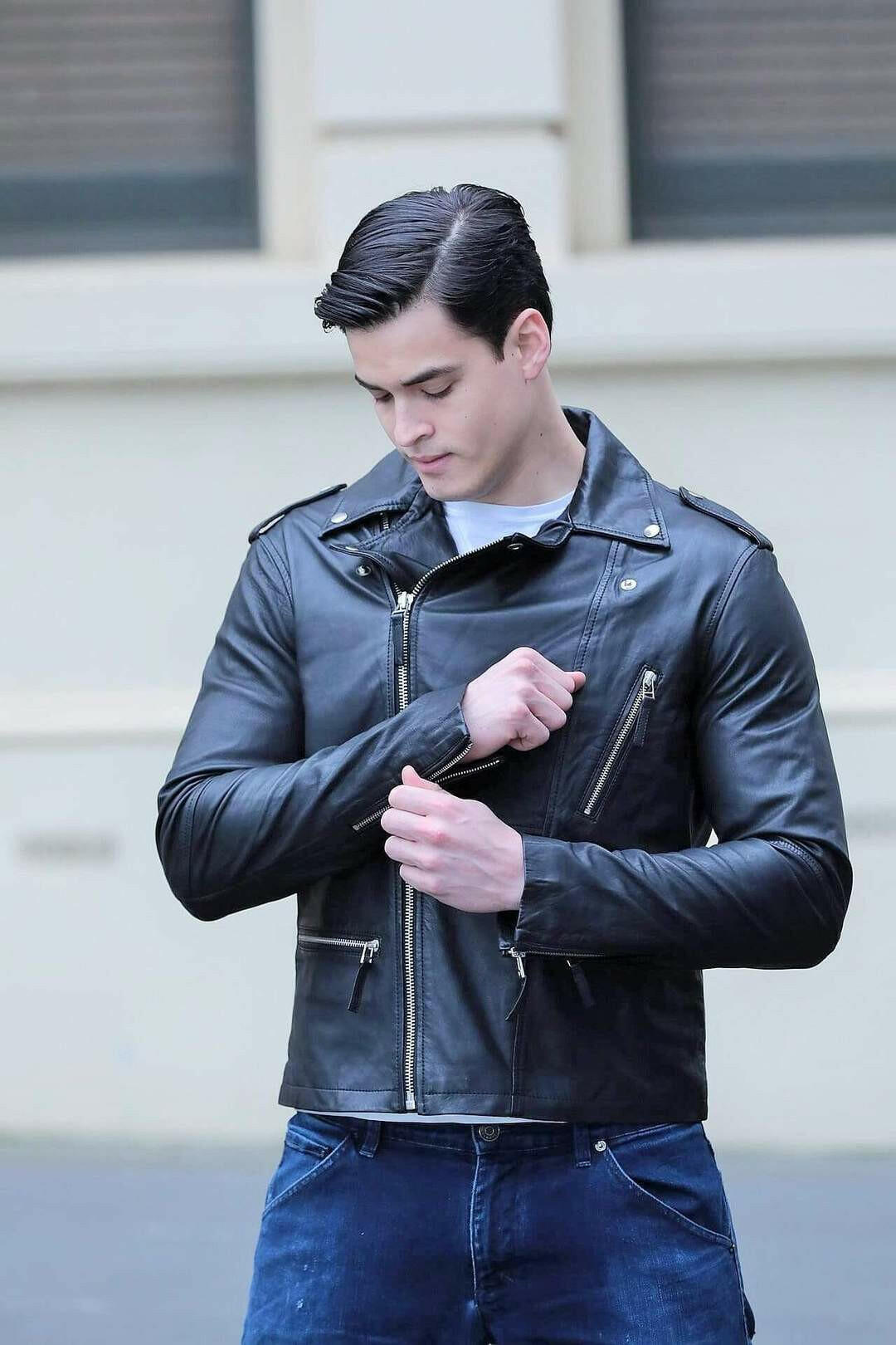 Men’s Black Leather Biker Jacket - Kualited