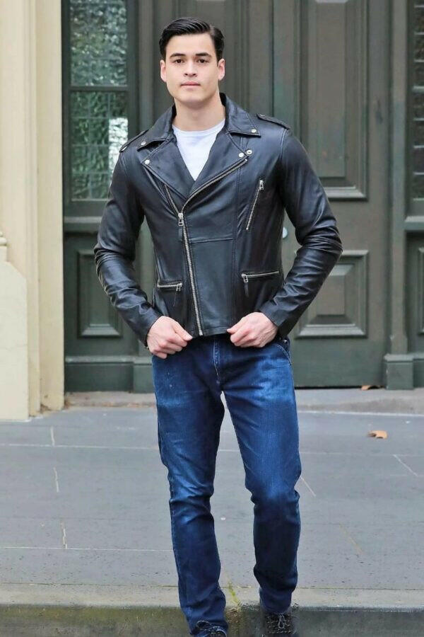 Men’s Black Leather Biker Jacket - Kualited