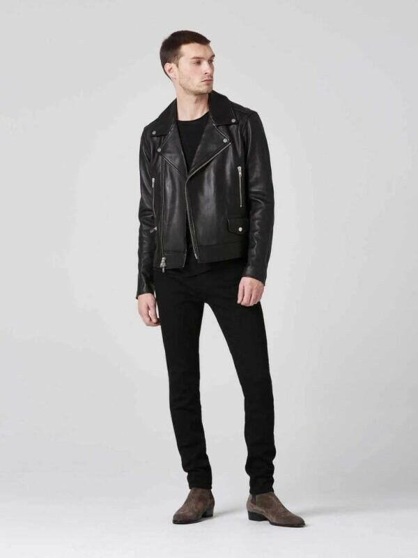 Men’s Black Leather Biker Jacket - Kualited