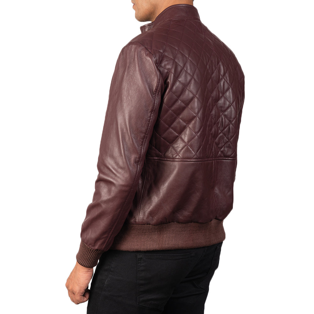 Moda Maroon Leather Bomber Jacket - Kualited